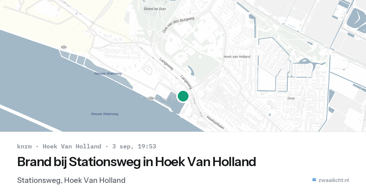 Brand bij Stationsweg in Hoek Van Holland — 3 sep 2026