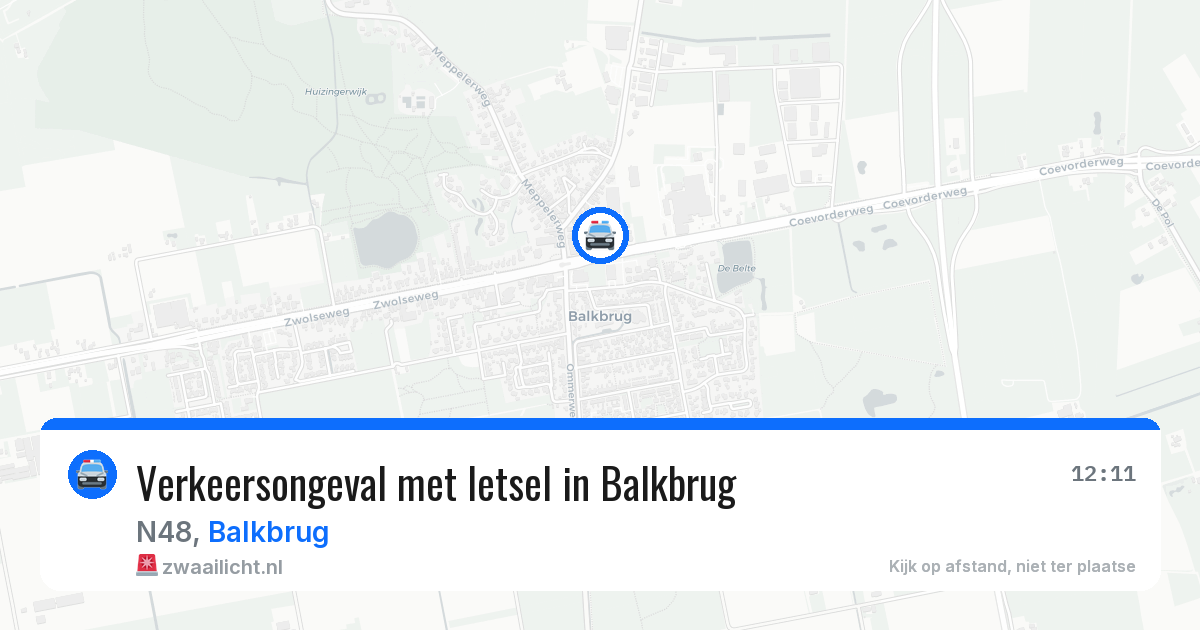 Verkeersongeval met letsel in Balkbrug — 21 jun 2026