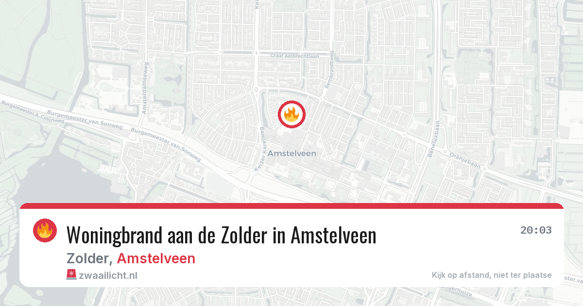 Woningbrand aan de Zolder in Amstelveen — 8 mrt 2026