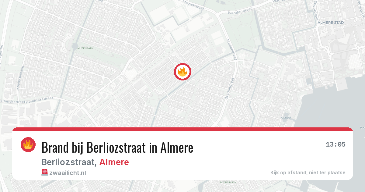 Brand bij Berliozstraat in Almere — 25 mrt 2026