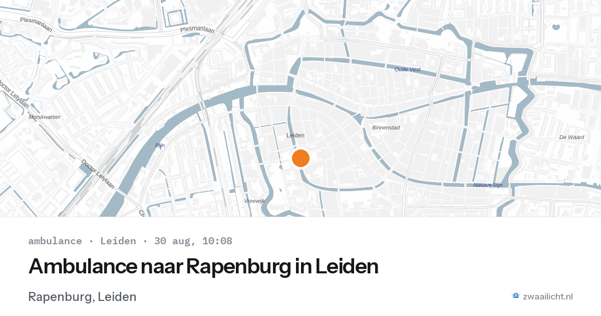 Ambulance naar Rapenburg in Leiden — 30 aug 2026