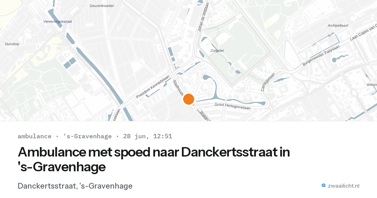 Ambulance met spoed naar Danckertsstraat in 's-Gravenhage — 28 jun 2026
