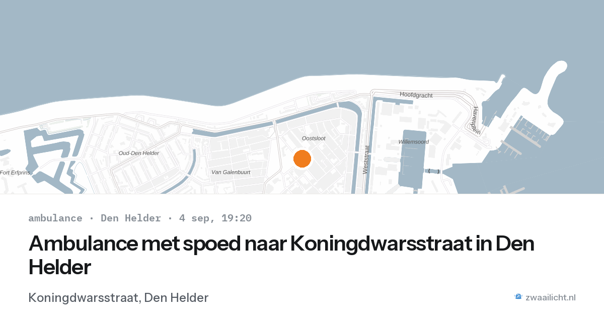 Ambulance met spoed naar Koningdwarsstraat in Den Helder — 4 sep 2026