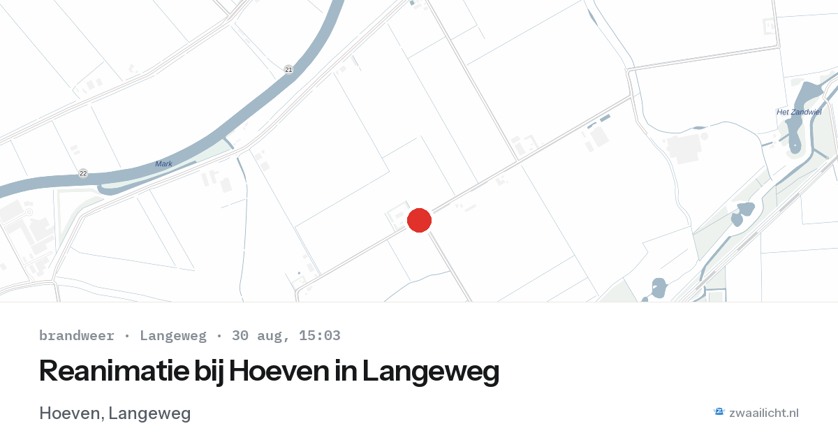 Reanimatie bij Hoeven in Langeweg — 30 aug 2026