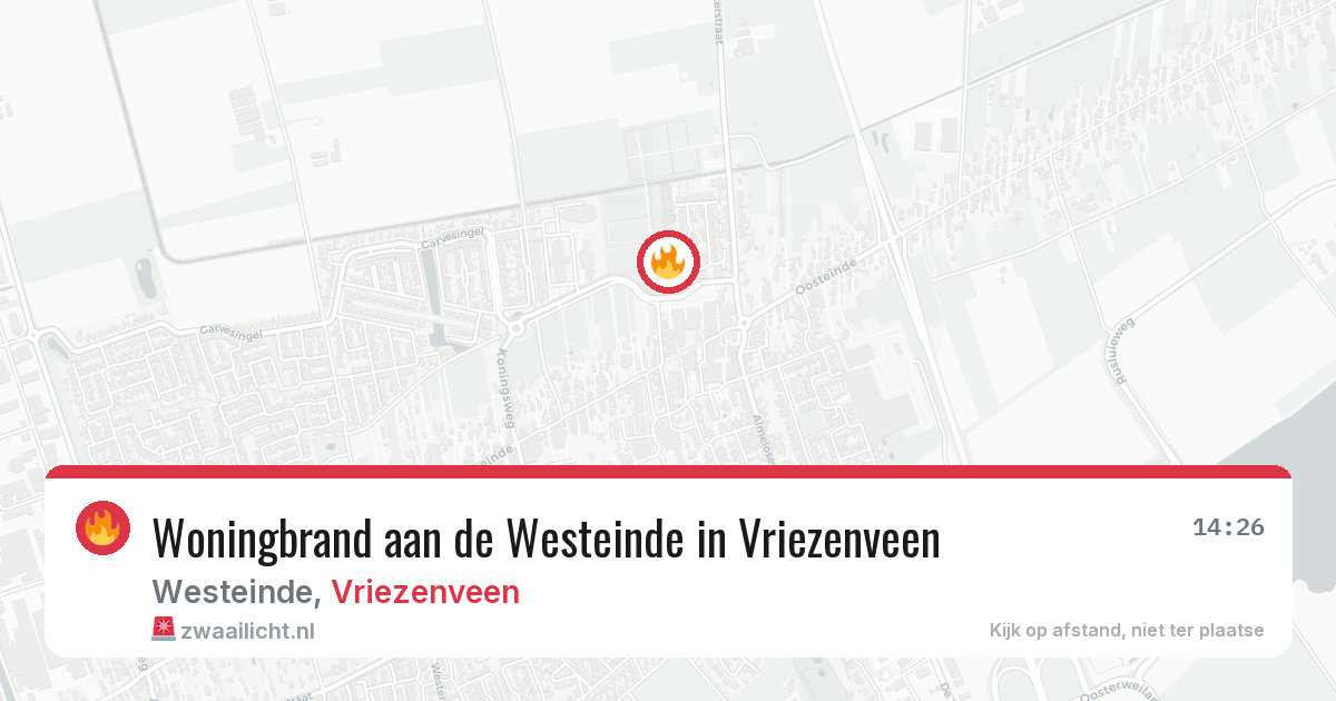 Woningbrand aan de Westeinde in Vriezenveen — 16 mei 2026