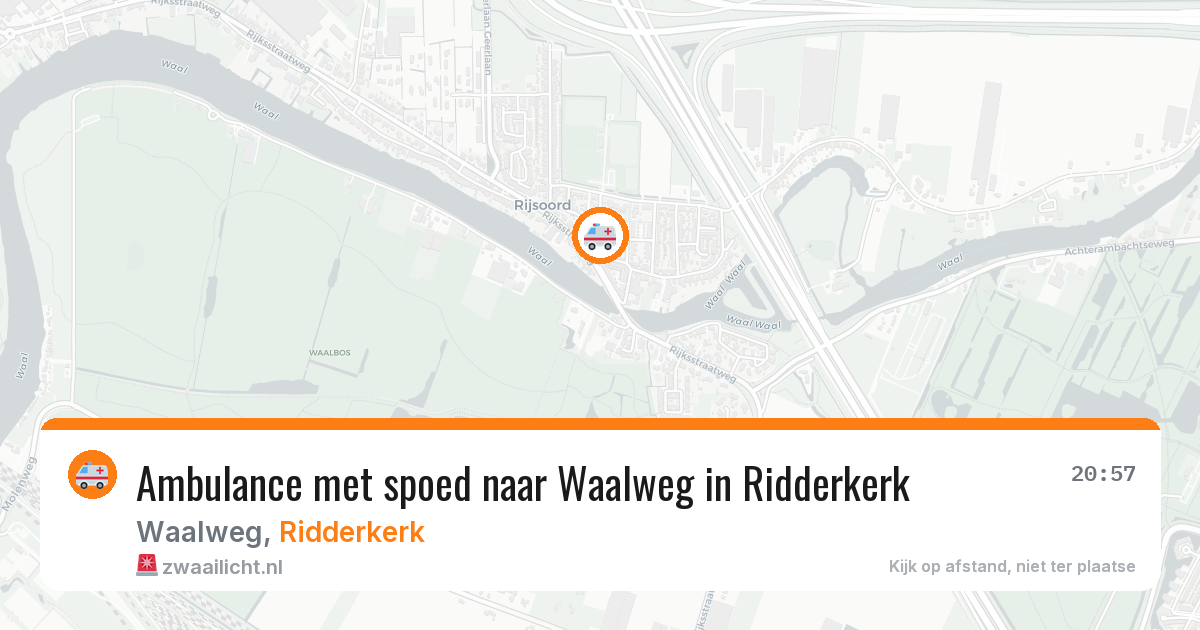 Ambulance met spoed naar Waalweg in Ridderkerk — 6 aug 2026