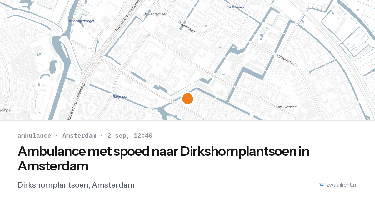 Ambulance met spoed naar Dirkshornplantsoen in Amsterdam — 2 sep 2026