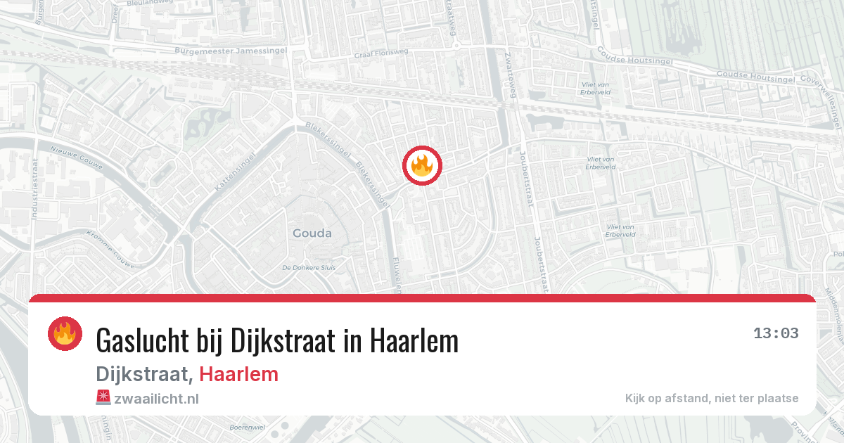 Gaslucht bij Dijkstraat in Haarlem — 17 mrt 2026