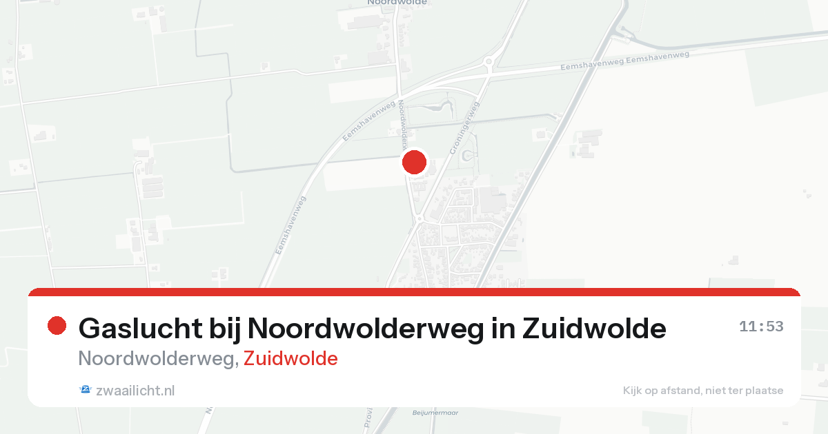 Gaslucht bij Noordwolderweg in Zuidwolde — 24 aug 2026