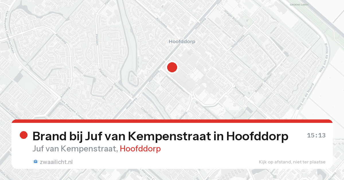 Brand bij Juf van Kempenstraat in Hoofddorp — 20 aug 2026