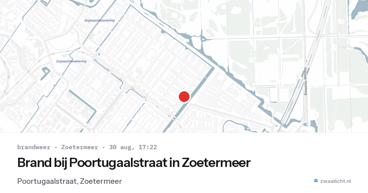 Brand bij Poortugaalstraat in Zoetermeer — 30 aug 2026