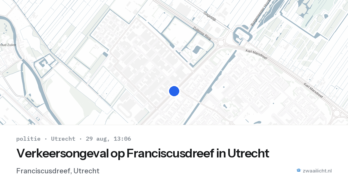 Verkeersongeval op Franciscusdreef in Utrecht — 29 aug 2026