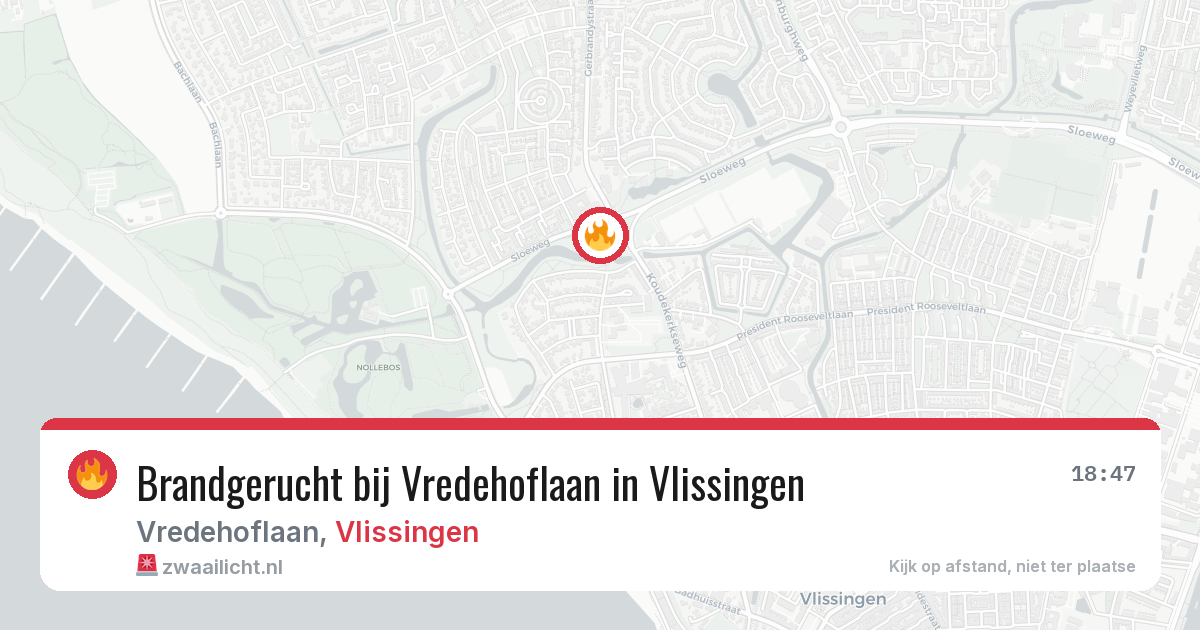 Brandgerucht bij Vredehoflaan in Vlissingen — 19 jun 2026