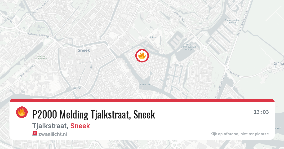 P2000 Melding Tjalkstraat, Sneek — 15 jun 2026