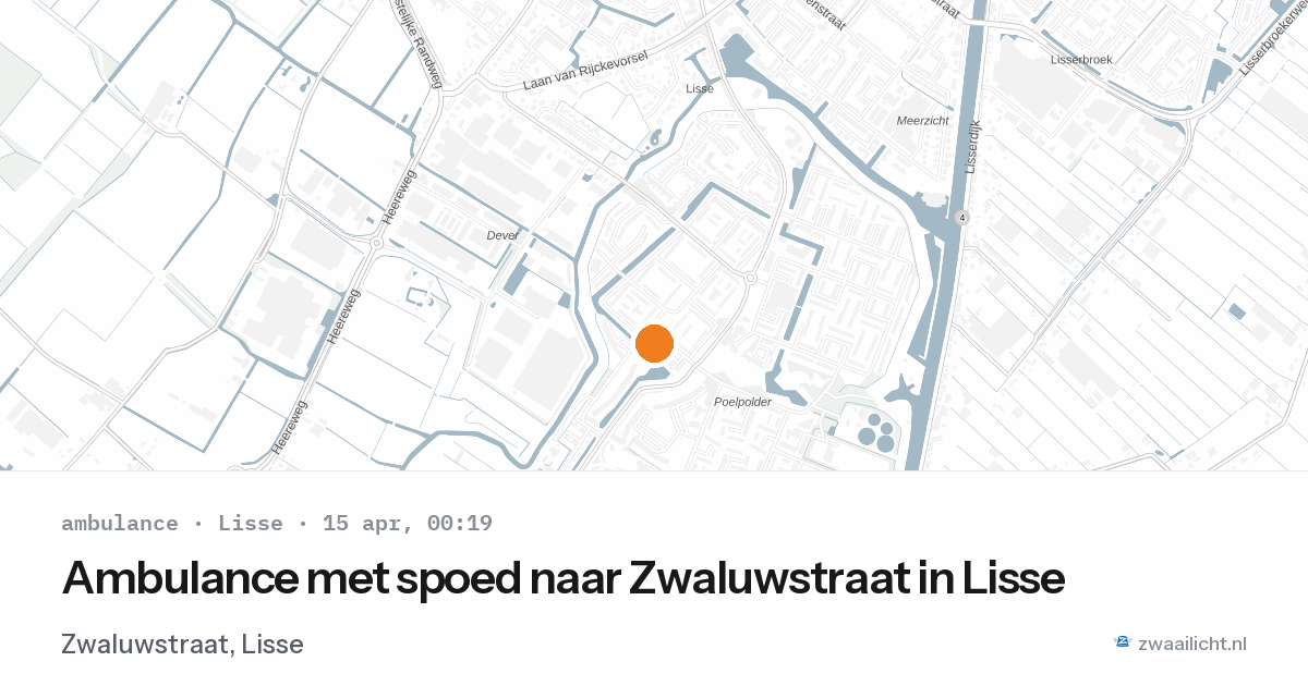 Ambulance met spoed naar Zwaluwstraat in Lisse — 14 apr 2026