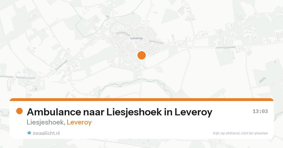 Ambulance naar Liesjeshoek in Leveroy — 31 jul 2026