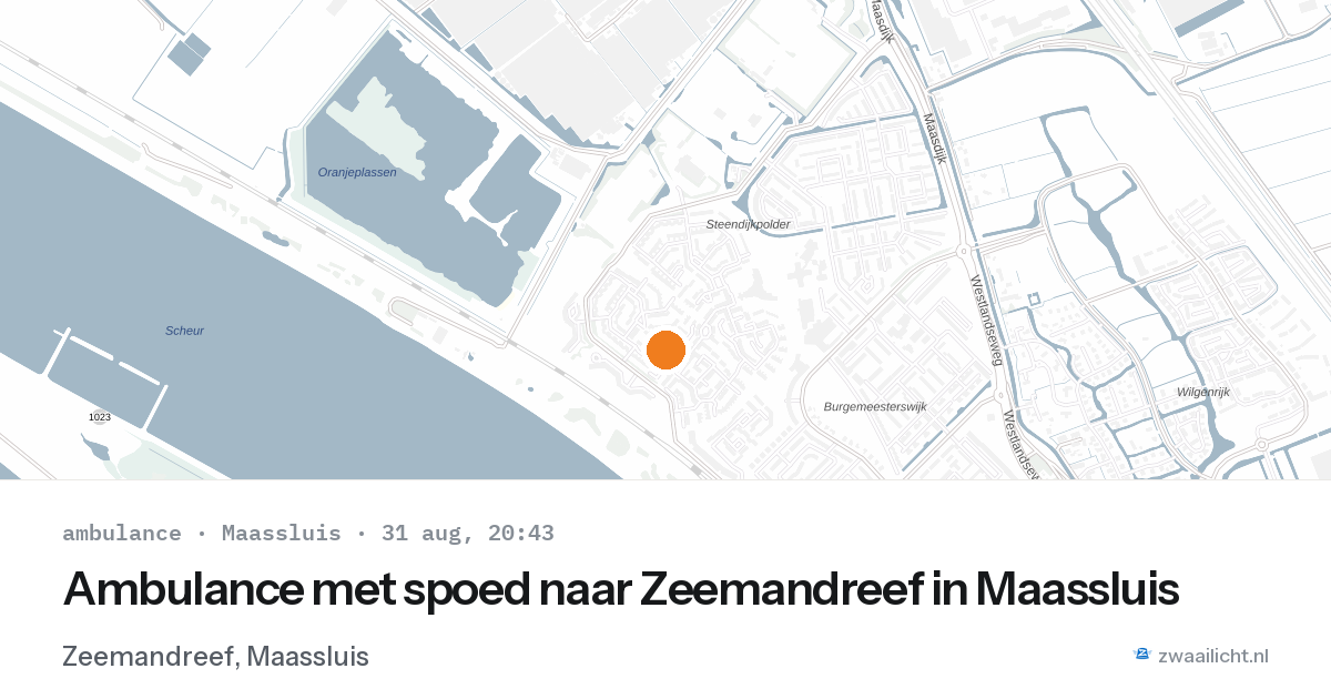 Ambulance met spoed naar Zeemandreef in Maassluis — 31 aug 2026
