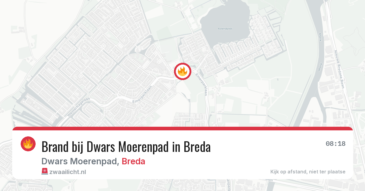 Brand bij Dwars Moerenpad in Breda — 18 mei 2026