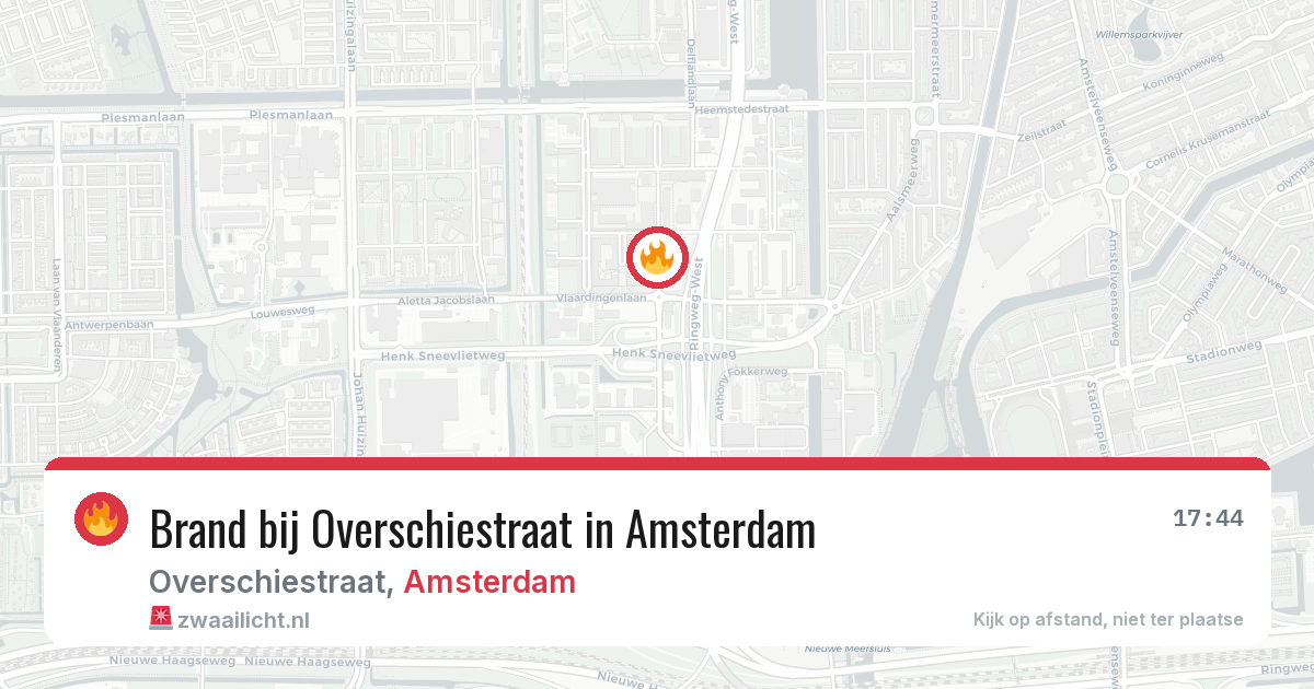 Brand bij Overschiestraat in Amsterdam — 13 aug 2026