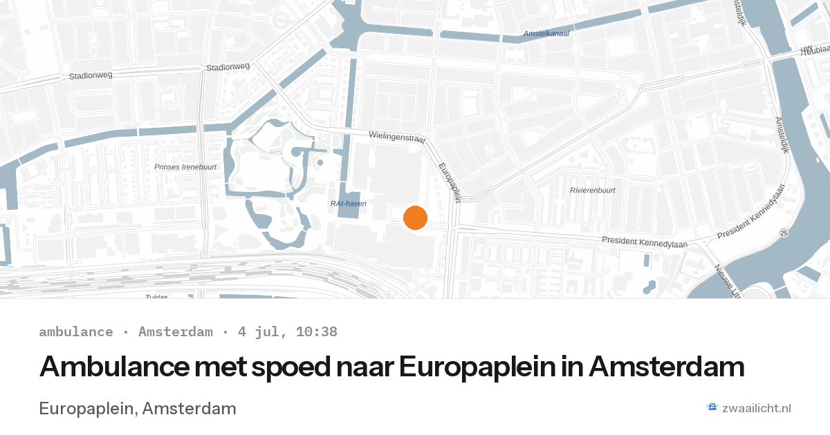 Ambulance met spoed naar Europaplein in Amsterdam — 4 jul 2026