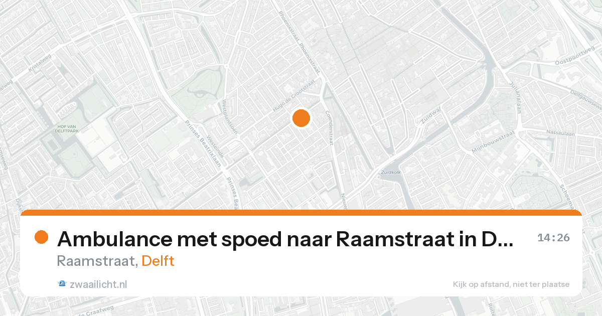 Ambulance met spoed naar Raamstraat in Delft — 17 mei 2026