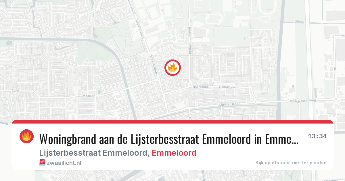 Woningbrand aan de Lijsterbesstraat Emmeloord in Emmeloord — 21 mrt 2026