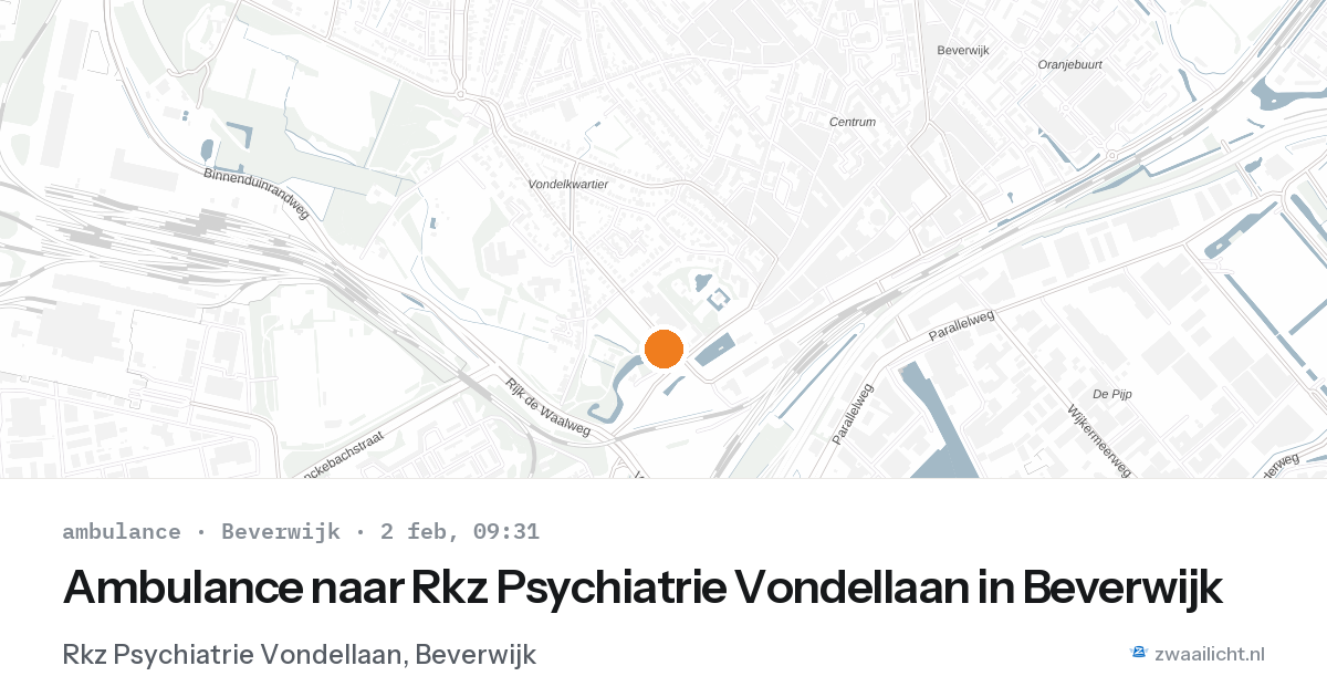 Ambulance naar Rkz Psychiatrie Vondellaan in Beverwijk — 2 feb 2026