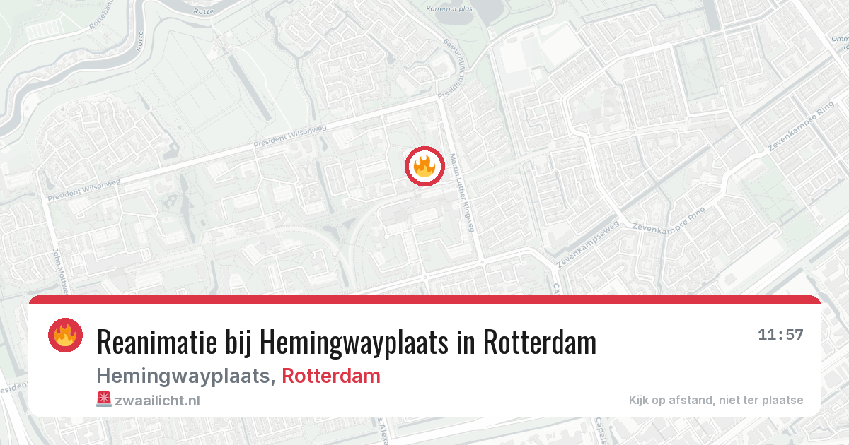 Reanimatie bij Hemingwayplaats in Rotterdam — 16 jul 2026