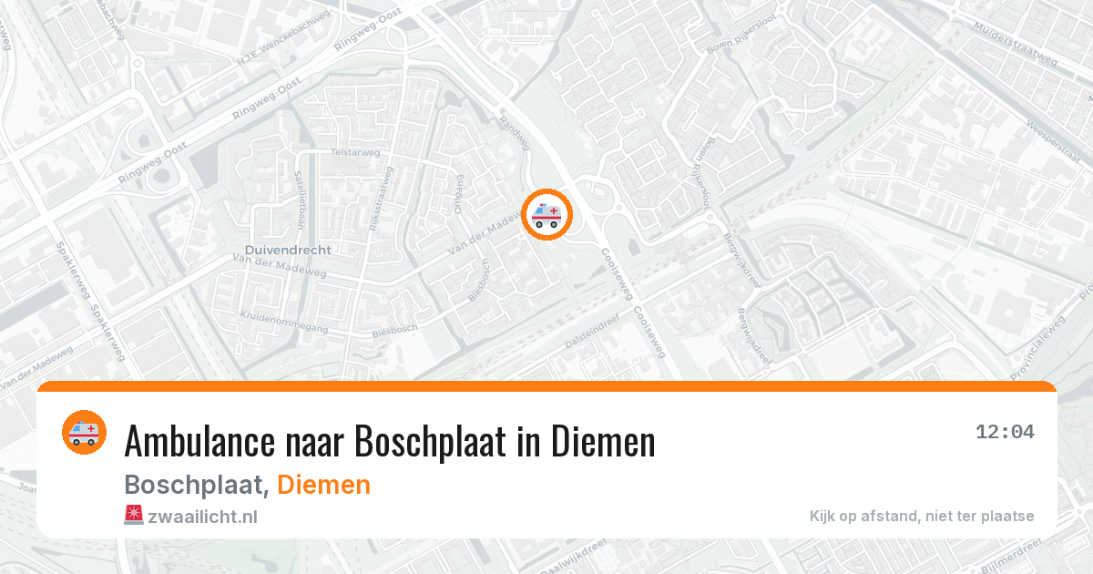 Ambulance naar Boschplaat in Diemen — 29 jun 2026