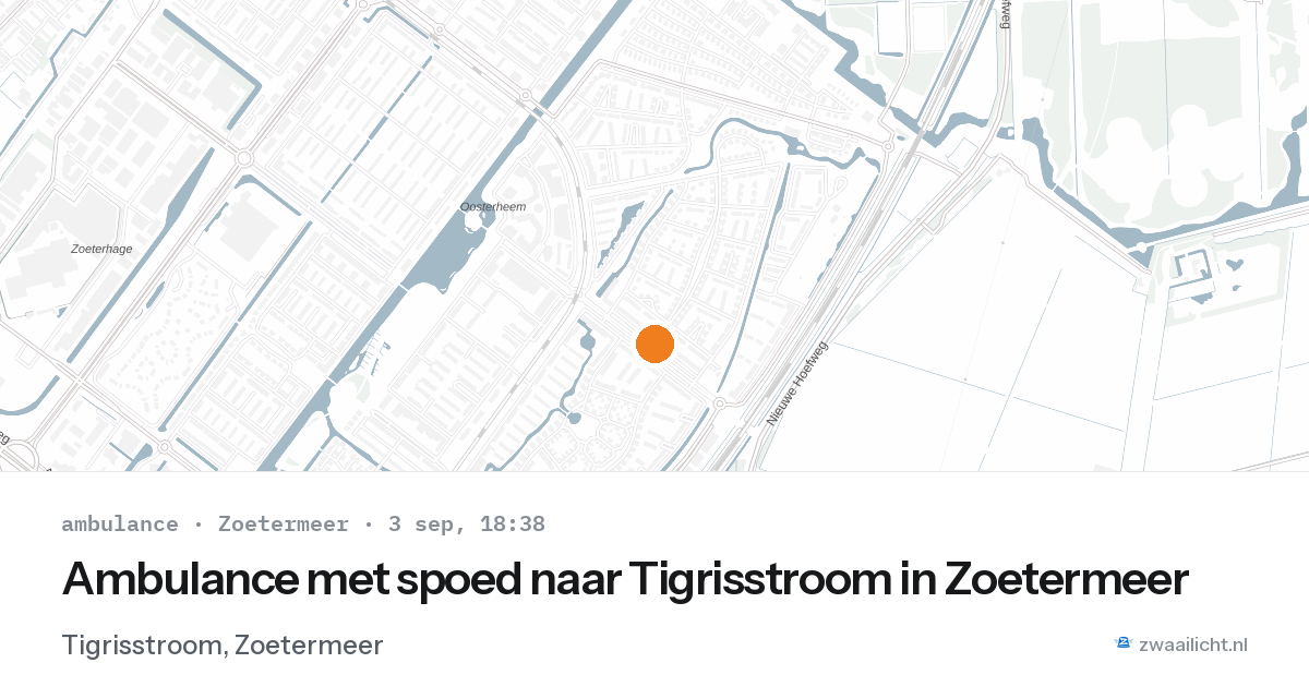 Ambulance met spoed naar Tigrisstroom in Zoetermeer — 3 sep 2026