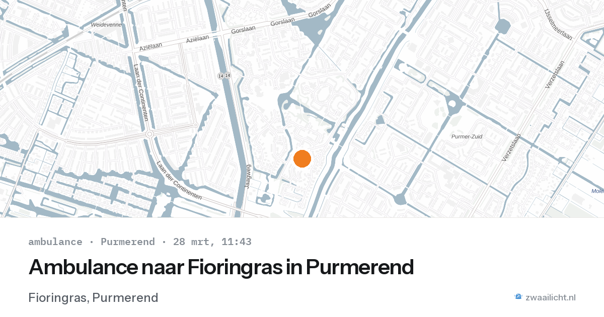 Ambulance naar Fioringras in Purmerend — 28 mrt 2026