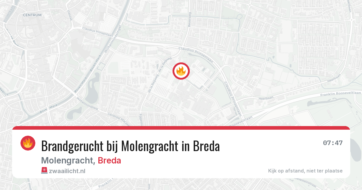 Brandgerucht bij Molengracht in Breda — 28 jul 2026