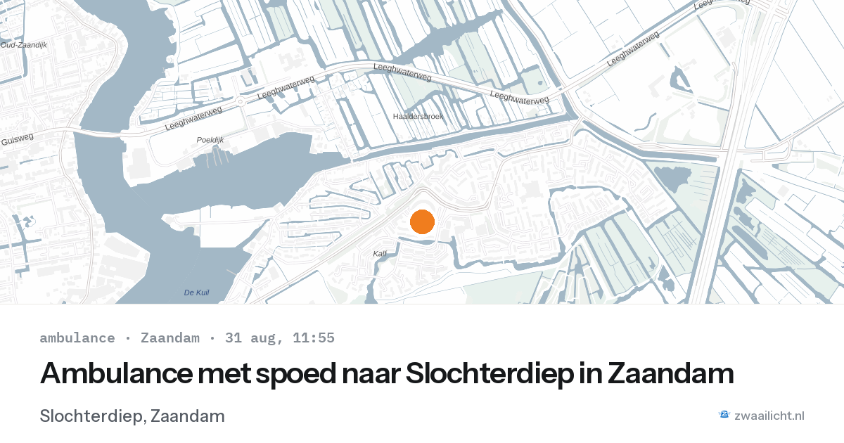 Ambulance met spoed naar Slochterdiep in Zaandam — 31 aug 2026