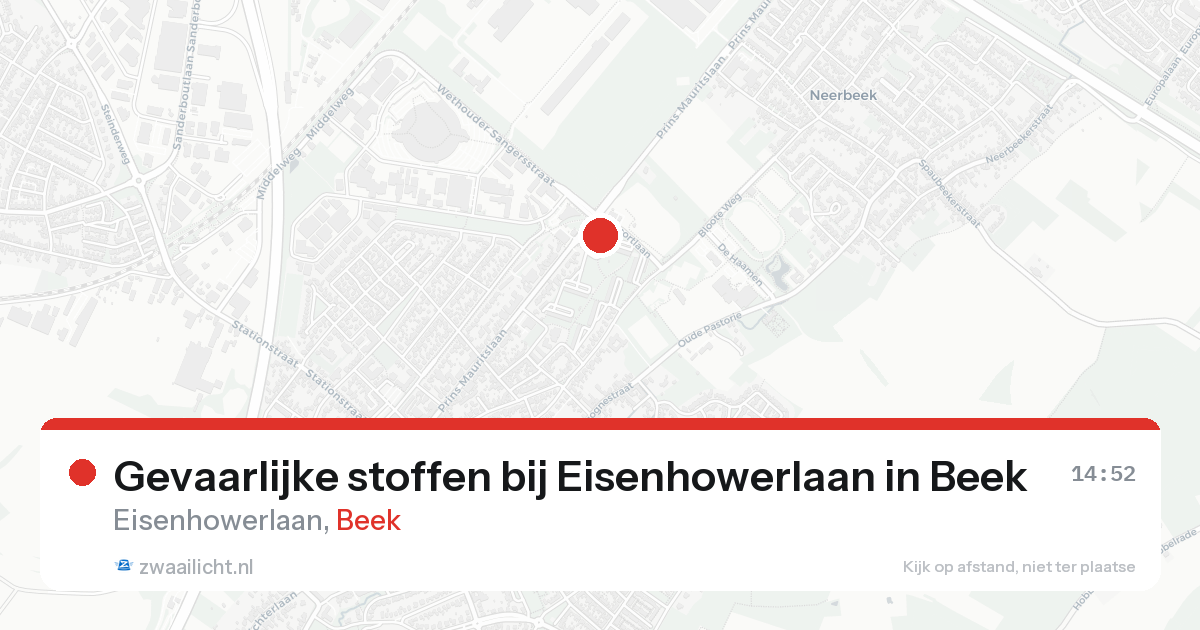 Gevaarlijke stoffen bij Eisenhowerlaan in Beek — 18 aug 2026