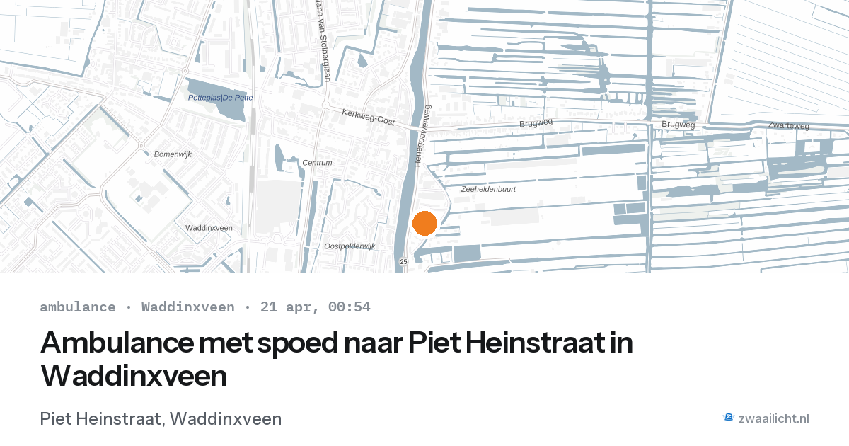 Ambulance met spoed naar Piet Heinstraat in Waddinxveen — 20 apr 2026
