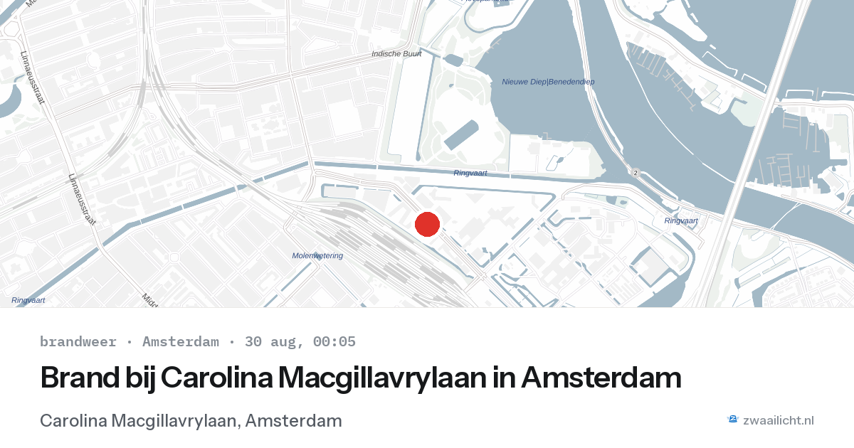 Brand bij Carolina Macgillavrylaan in Amsterdam — 29 aug 2026