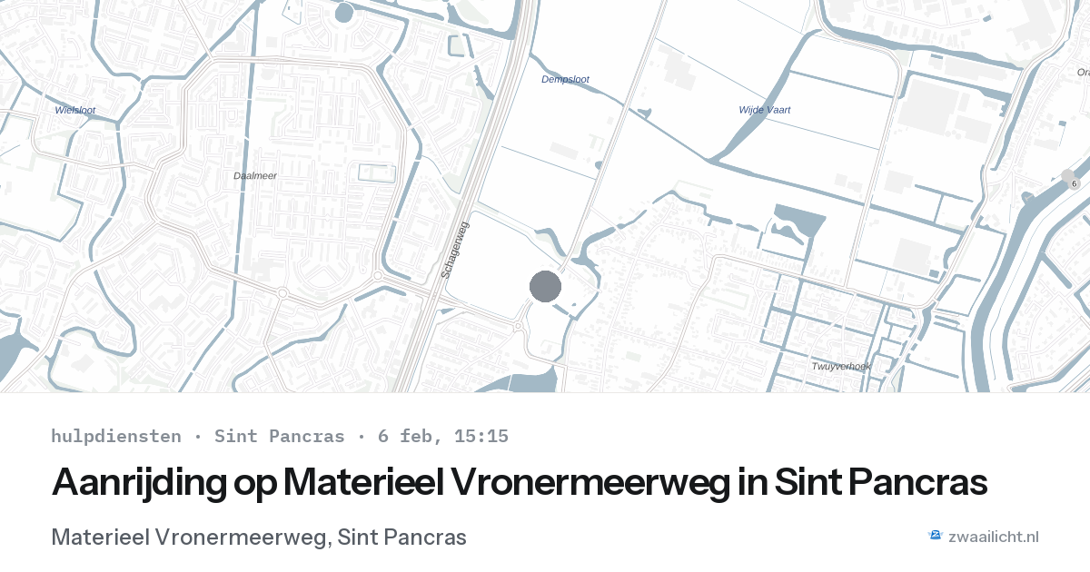 Aanrijding op Materieel Vronermeerweg in Sint Pancras — 6 feb 2026