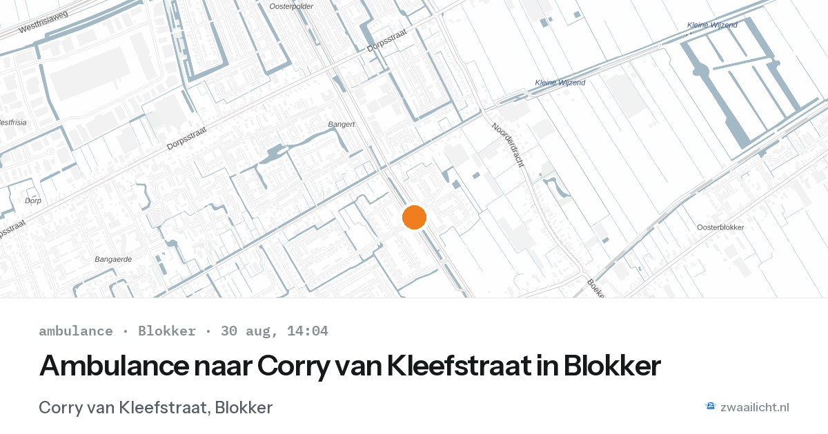Ambulance naar Corry van Kleefstraat in Blokker — 30 aug 2026