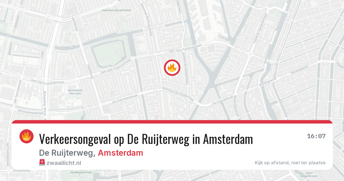 Verkeersongeval op De Ruijterweg in Amsterdam — 27 jun 2026