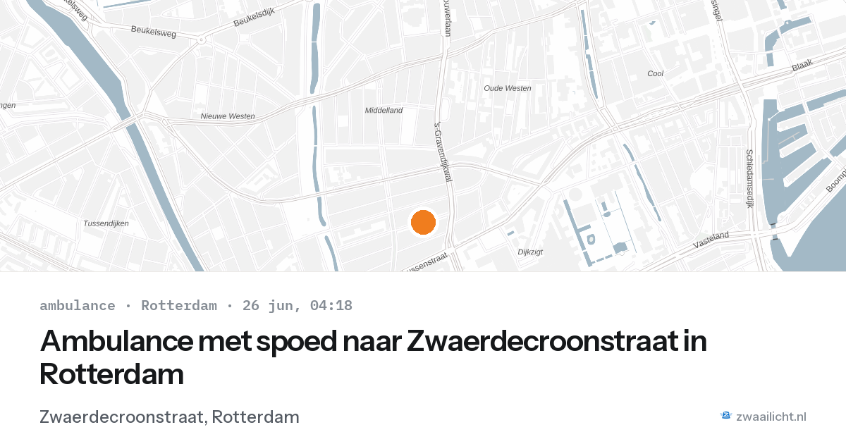 Ambulance met spoed naar Zwaerdecroonstraat in Rotterdam — 26 jun 2026