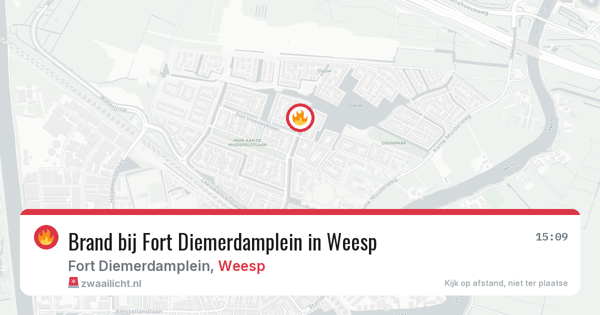 Brand bij Fort Diemerdamplein in Weesp — 1 jul 2026