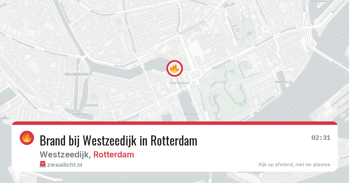 Brand bij Westzeedijk in Rotterdam — 15 aug 2026