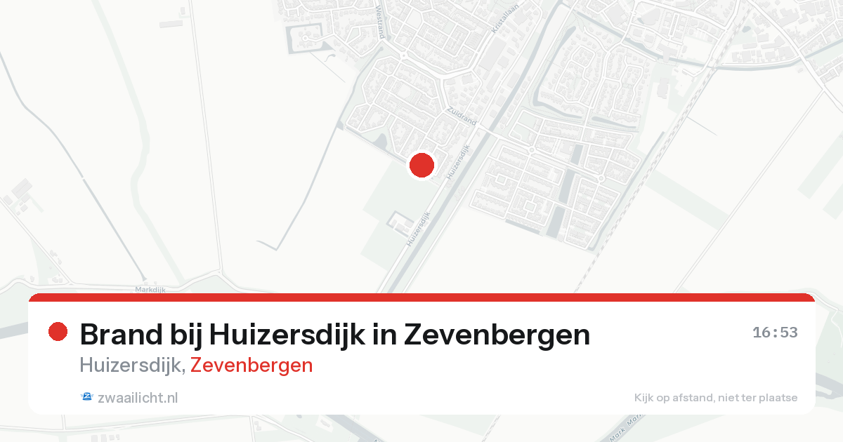 Brand bij Huizersdijk in Zevenbergen — 20 aug 2026