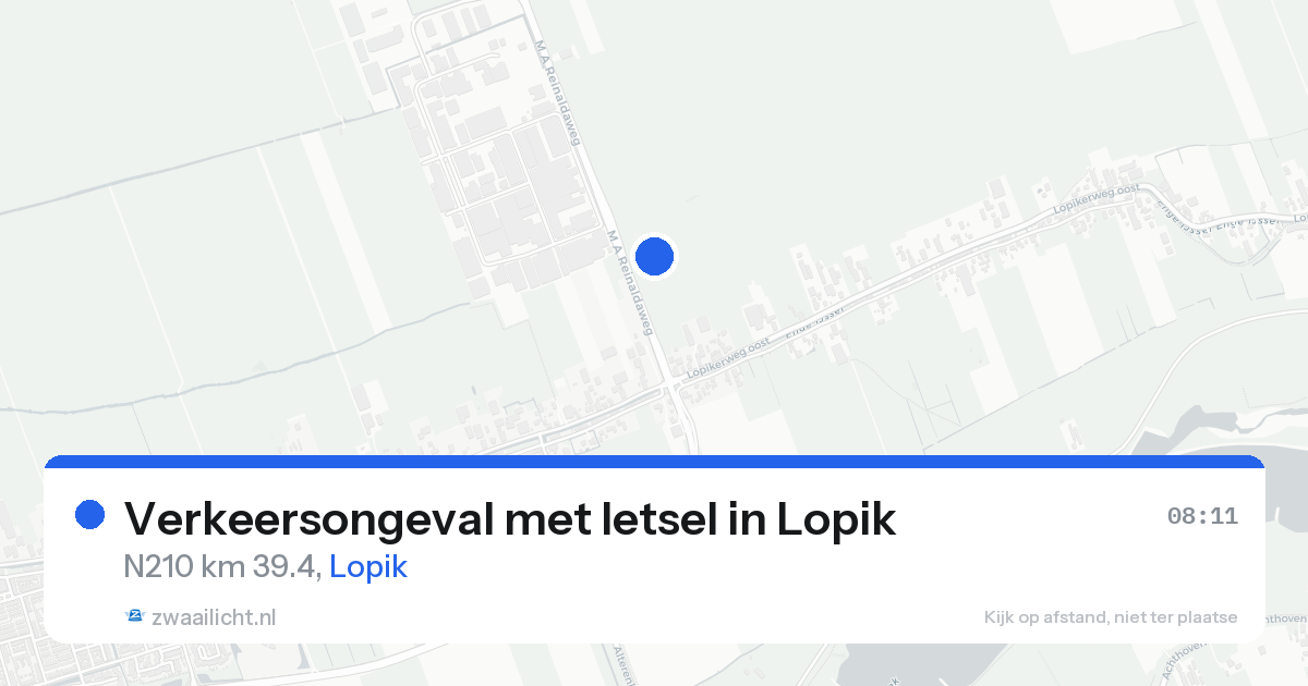 Verkeersongeval met letsel in Lopik — 20 aug 2026