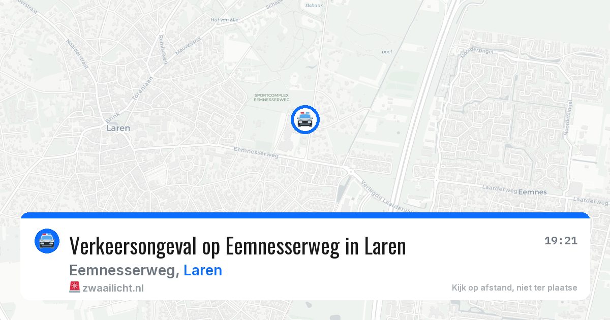 Verkeersongeval op Eemnesserweg in Laren — 9 jul 2026