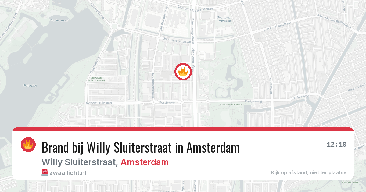 Brand bij Willy Sluiterstraat in Amsterdam — 16 jun 2026