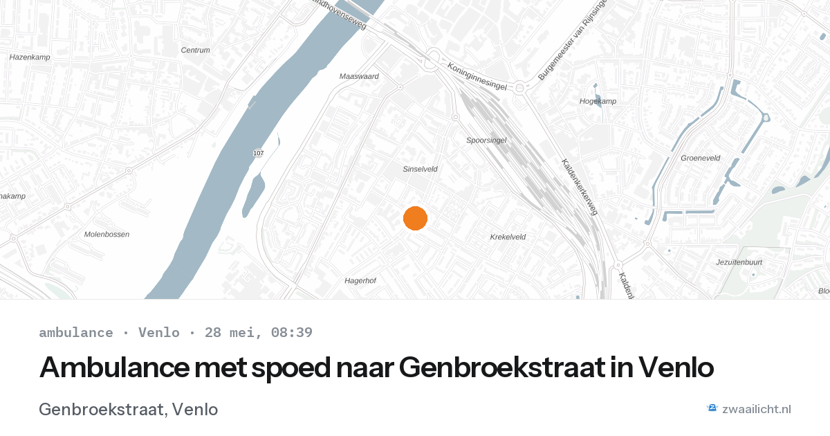 Ambulance met spoed naar Genbroekstraat in Venlo — 28 mei 2026