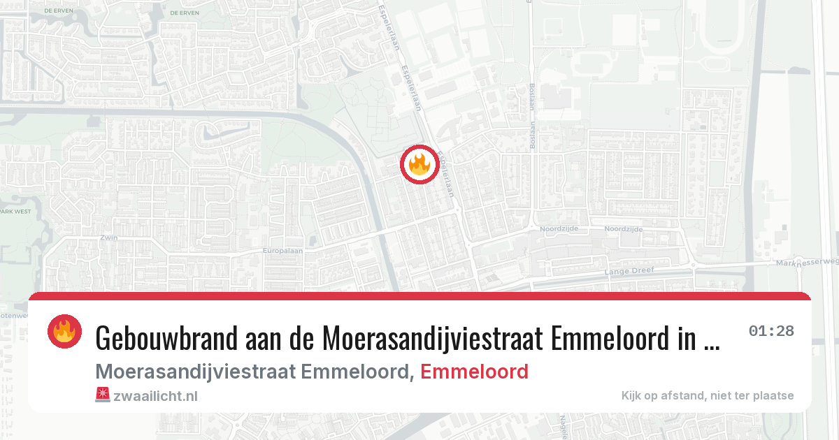 Gebouwbrand aan de Moerasandijviestraat Emmeloord in Emmeloord — 27 apr 2026