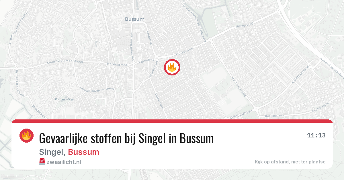 Gevaarlijke stoffen bij Singel in Bussum — 22 jun 2026