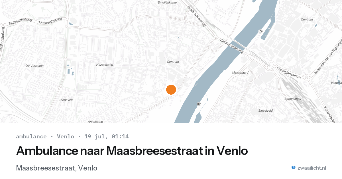 Ambulance naar Maasbreesestraat in Venlo — 18 jul 2026